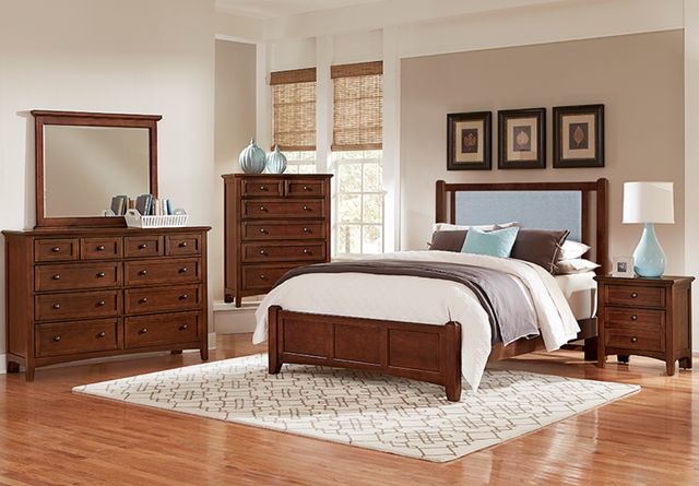 Vaughan-Bassett Bonanza Blue/Cherry Full Upholstered Panel Bed-1