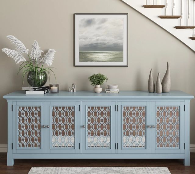 Jofran Inc. Isabella Blue 86" Mirrored Accent Cabinet-1
