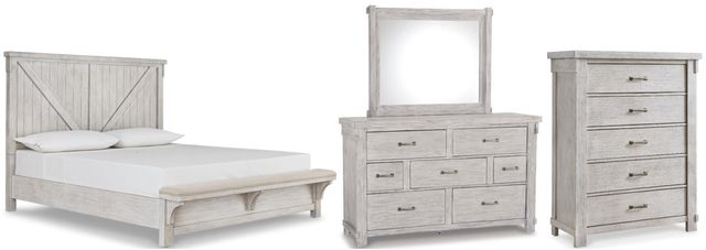 Signature Design by Ashley® Brashland 4-Piece White King Panel Bed Set-0