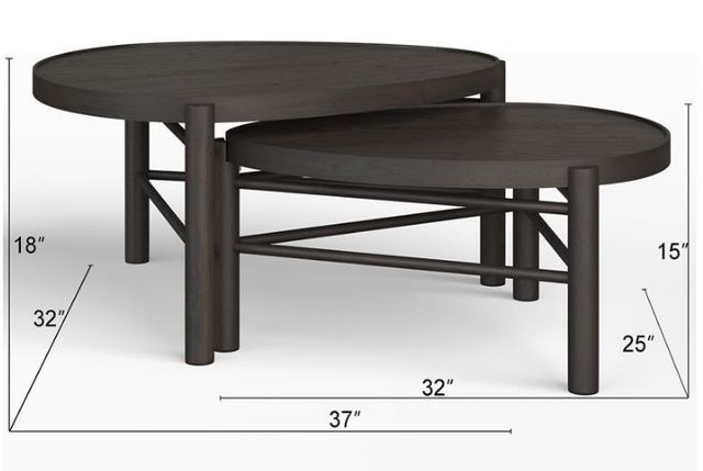 Magnussen Home® Hadleigh Black Coffee Bean Nesting Cocktail Table-2