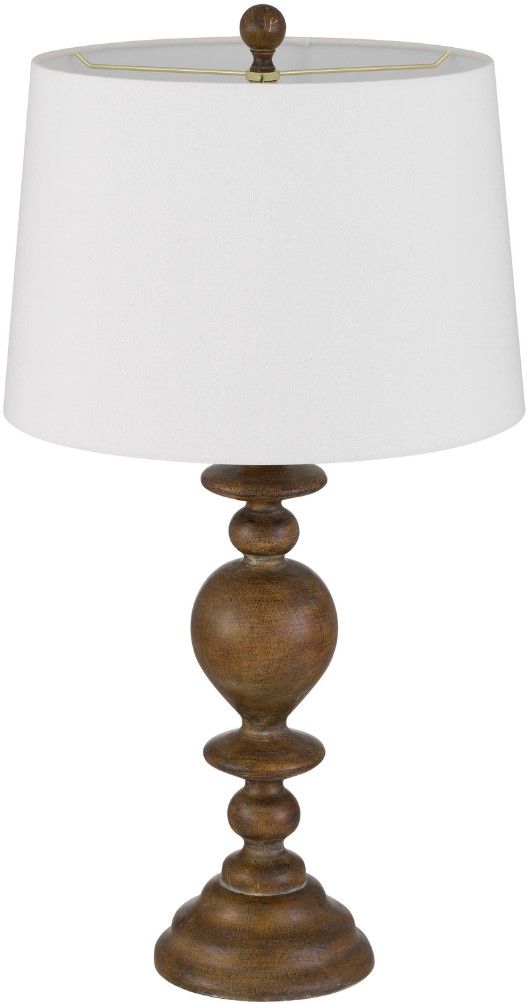 Cal® Lighting & Accessories Candlestick 2-Piece Oak Table Lamp Set-2