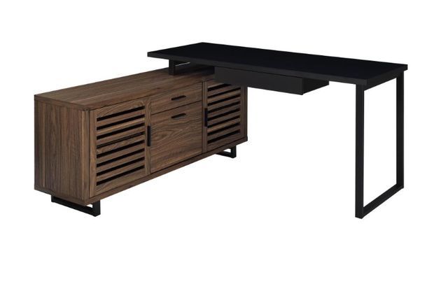 Coaster® Maddox Black/Walnut 60" L-Shape Office Computer Desk-1