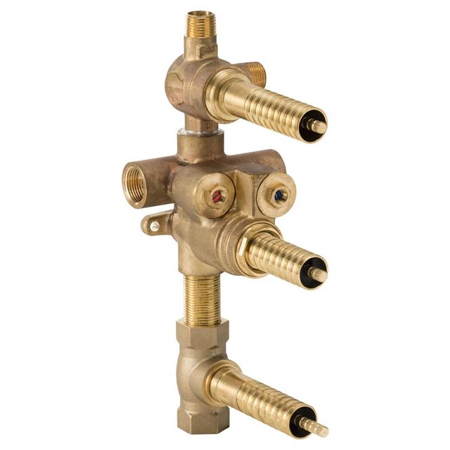 DXV 3-Handle Thermostatic Rough Valve with 2-Way Diverter Shared Functions-0