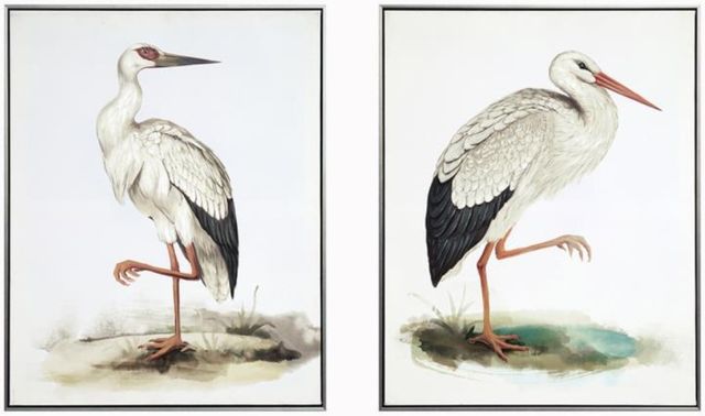 Classy Living 2-Piece Elegant Twin Storks Naturale Canvas Wall Art Set-0