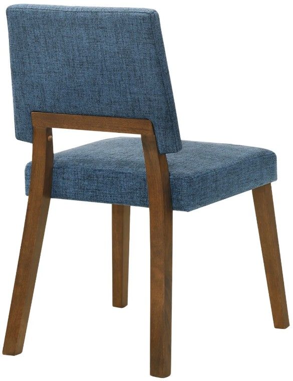 Armen Living Channell 4-Piece Blue/Walnut Upholstered Wood Dining Chair Set-4