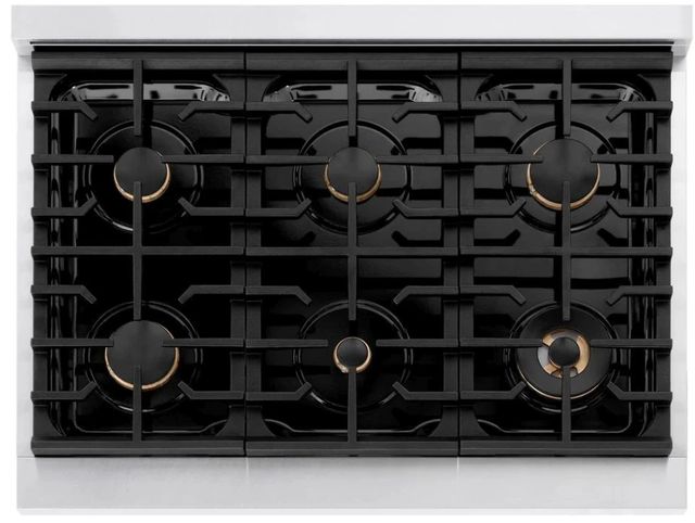 ZLINE Autograph Edition Paramount 36" Satin Stainless Steel Pro Style Dual Fuel Range with Champagne Bronze Accents-3