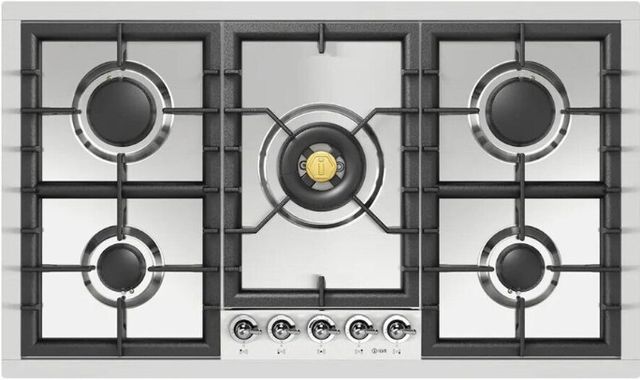 Ilve Nostalgie II 36” Stainless Steel Liquid Propane Cooktop with 5 Black Brass Burners-0