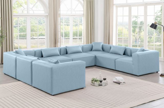 Meridian Furniture Cube 8-Piece Light Blue Vegan Leather Sectional-6
