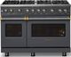 Viking® 5 Series 48" Cast Black Pro Style Gas (LP) Range with Brushed Brass Trim-3
