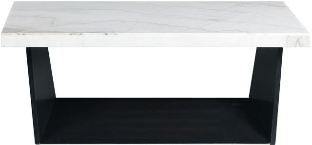 Elements International Beckley Dark Espresso Coffee Table with White Marble Top-1