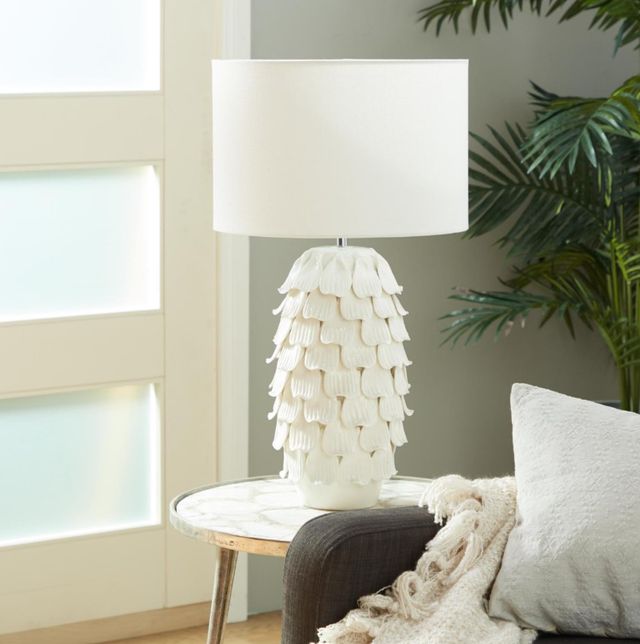 Deco Marche White Ceramic Layered Table Lamp-3