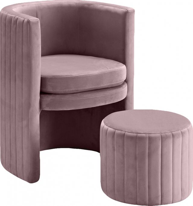 Meridian Furniture Selena Pink Velvet Chair and Ottoman Set-0