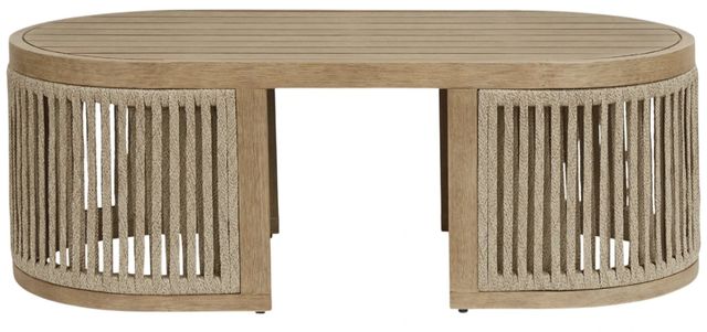 Signature Design by Ashley® Vision Lane Beige Wooden Outdoor Cocktail Table-1