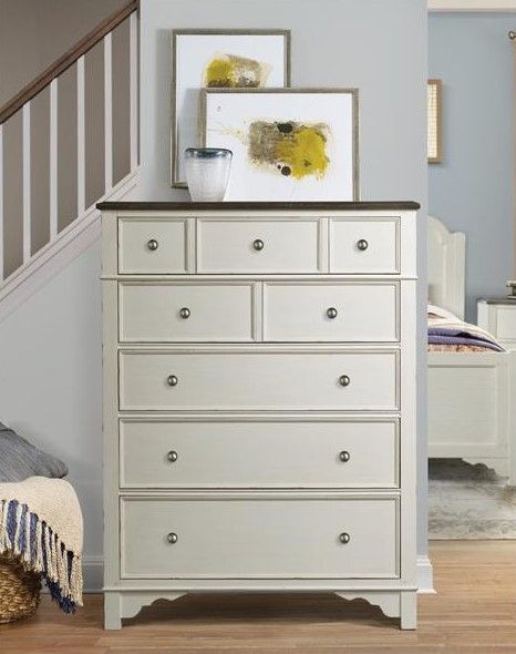 Riverside Furniture Grand Haven Feathered White/Rich Charcoal 5-Drawer Chest-2