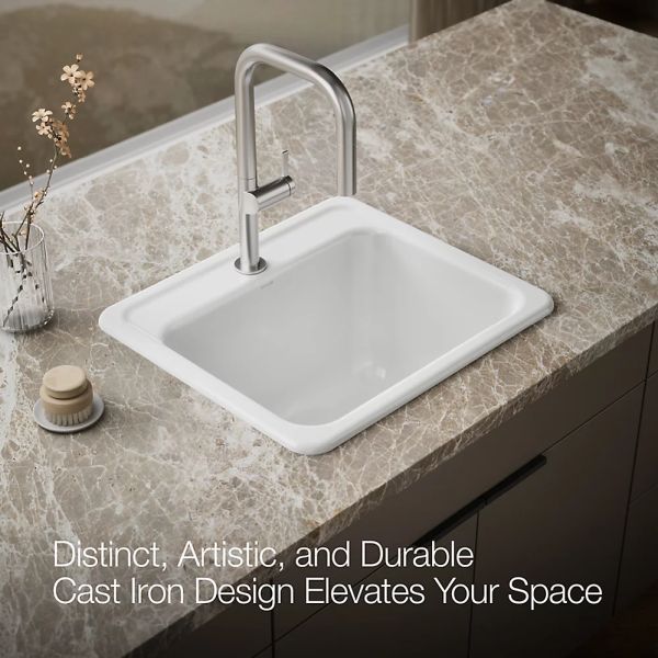KOHLER® Glen Falls™ White 25" 1-Faucet Hole Top/Undermount Single-Bowl Utility Sink-3