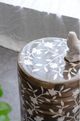 A & B Home Brown/White Cylinder Hand Painted Stool-4