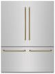 ZLINE Autograph Edition 60" 32.2 Cu. Ft. Stainless Steel with Graphite Gray Interior and Polished Gold Helix Handles French Door Built-In Bottom Freezer Refrigerator with Water Dispenser and Ice Maker -0