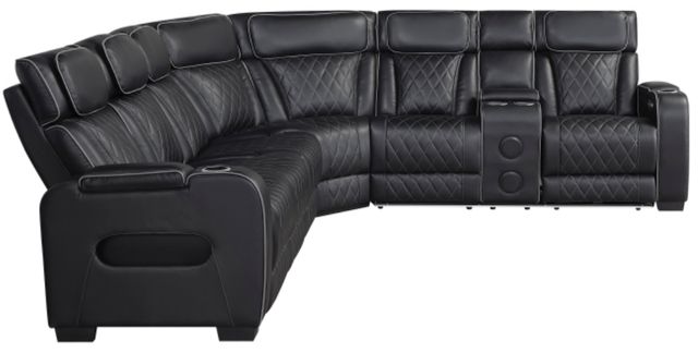 Homelegance® Fairway 3-Piece Black Power Reclining Sectional with Right Side Console-2