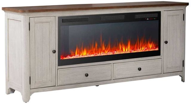 Liberty Furniture Farmhouse Reimagined Antique White/Chestnut 80" Fireplace TV Console with Firebox Insert-0