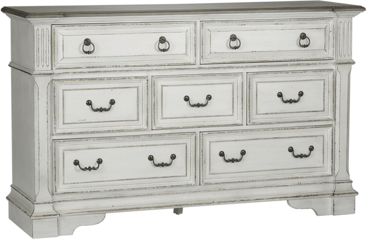 Liberty Furniture Abbey Park 4-Piece Antique White/Weathered Brown Queen Sleigh Bedroom Set-5