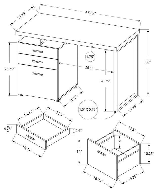 Monarch Specialties Inc. Brown Reclaimed Wood 48" Computer Desk-2