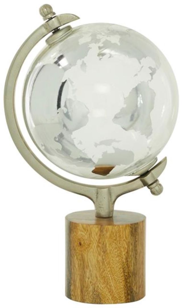 Deco Marche Silver Globe with Brown Base-1