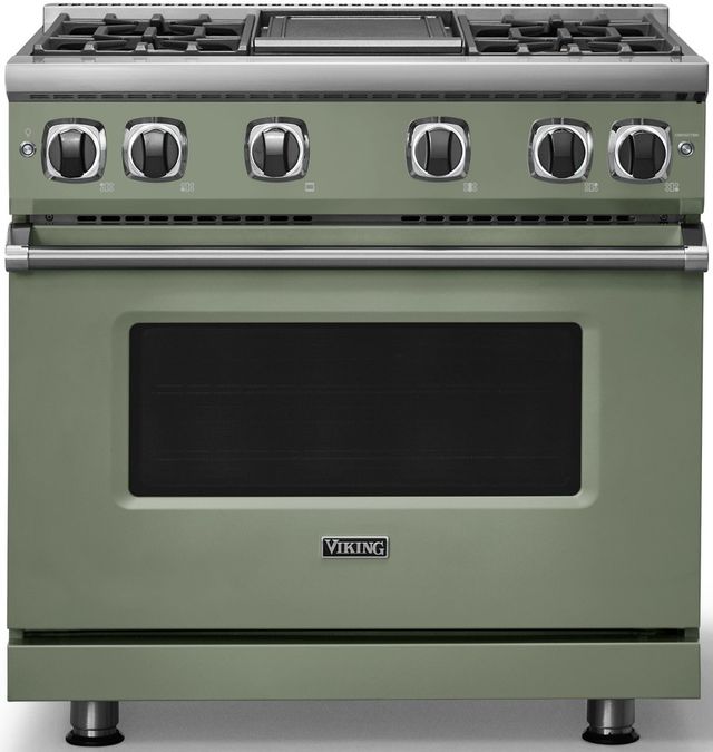 Viking® 7 Series 36" Eucalyptus Pro Style Liquid Propane Gas Range with Griddle-2
