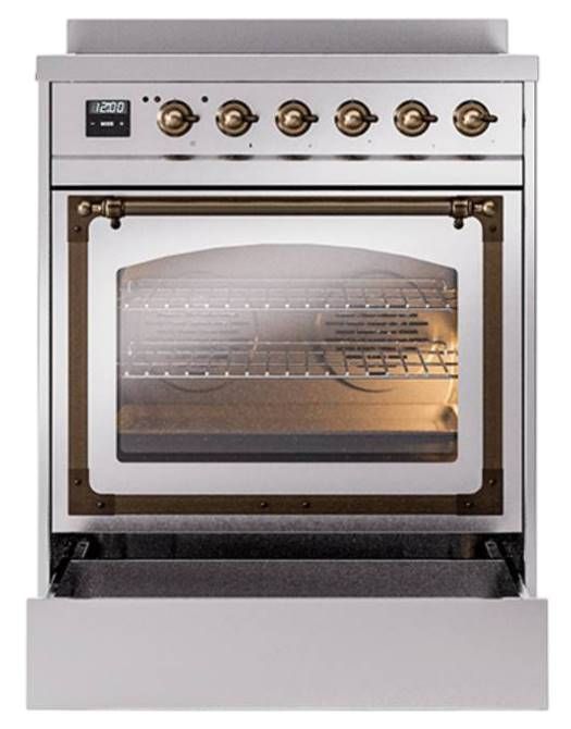 Ilve® Nostalgie II Noblesse 30'' Stainless Steel Pro Style Induction Range with Burnished Trim-3