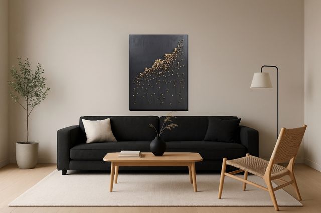 Classy Living Dramatic Golden Blossom Dimensional Abstract Wall Art-1