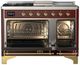 Ilve® Majestic III 48" Burgundy Pro Style Dual Fuel Liquid Propane Range with French Top and Brass Trim-1