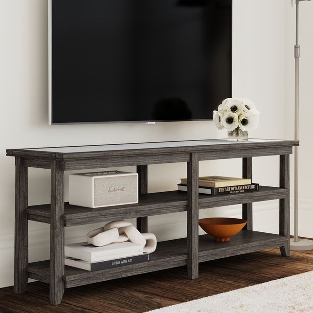 Null Furniture Westport Pearl Gray Entertainment Console with Graphite Base-1