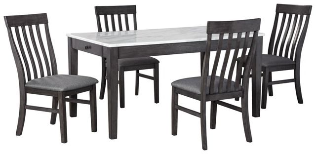 Benchcraft® Luvoni 5-Piece Dark Charcoal Gray Dining Room Set-0