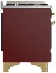 Ilve® Majestic III 40" Burgundy Pro Style Dual Fuel Natural Gas Range with Triple Glass Door and Brass Trim-3