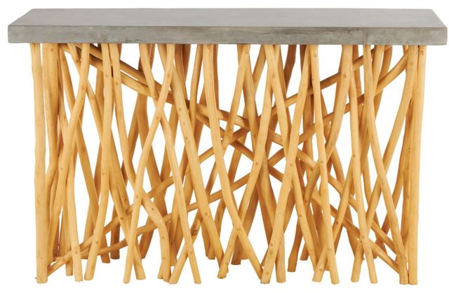 Deco Marche Gray Top Console Table with Brown Base-1