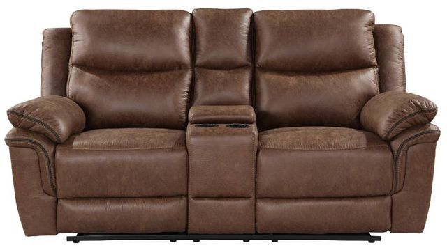 New Classic® Home Furnishings Ryland Brown Manual Dual Reclining Loveseat-2