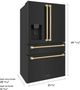 ZLINE Autograph Edition 36" 21.6 Cu. Ft Fingerprint Resistant Black Stainless Steel Counter Depth French Door Refrigerator with Polished Gold Traditional Handles-2