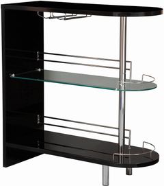 Coaster® Adolfo Glossy Black/Clear 3-Tier Bar Table