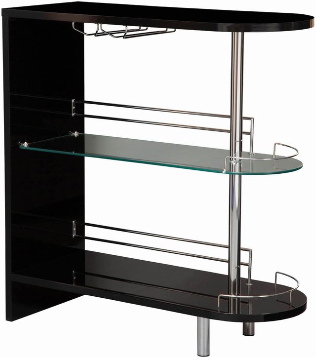 Coaster® Adolfo Glossy Black/Clear 3-Tier Bar Table