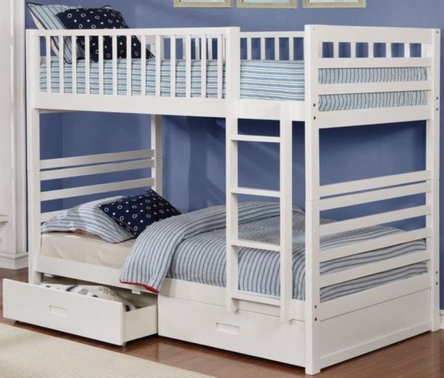 IFDC White Youth Single/Single Bunk Storage Bed-0