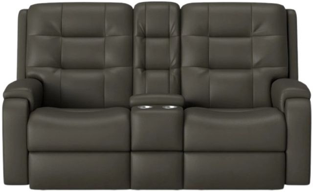 Flexsteel® Customizable Arlo Leather Power Reclining Loveseat with Console-1