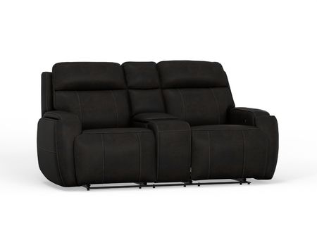 Obsidian Leather Power Loveseat