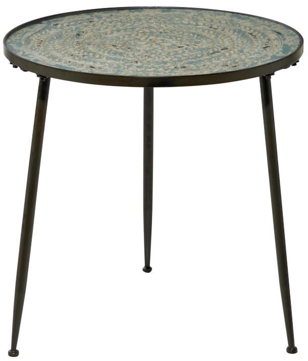 Deco Marche Dusty Blue Accent Table with Black Base-0
