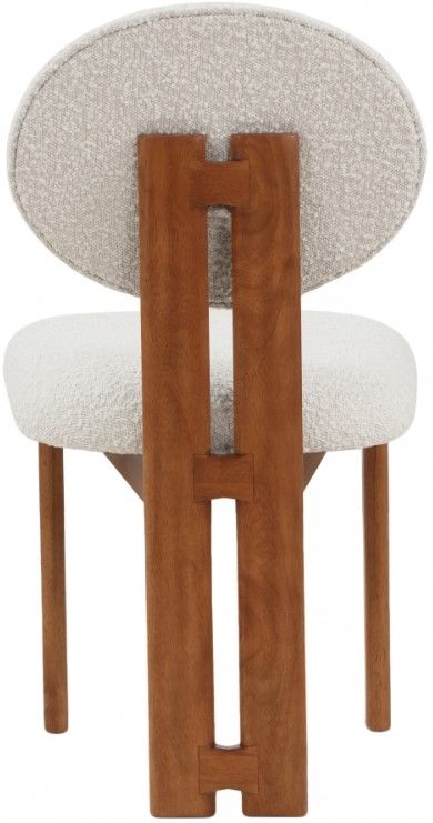Meridian Furniture Napa Cream/Walnut Boucle Upholstered Dining Chair-3