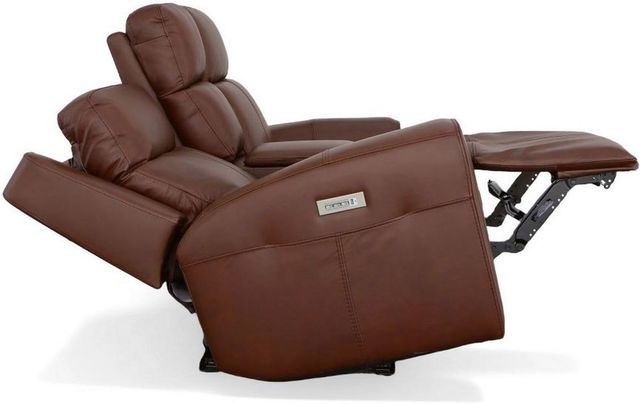 Flexsteel® Barnett Timber Power Reclining Loveseat with Console and Power Headrests and Lumbar-4