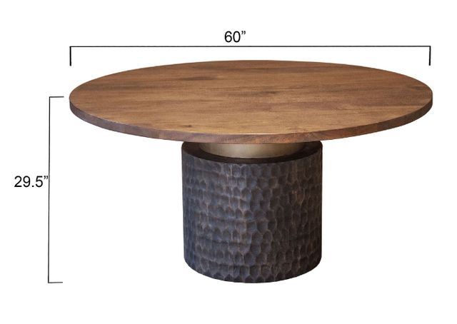 Home Trends & Design Santa Cruz Brown 60" Round Dining Table with Antique Bronze Base-3
