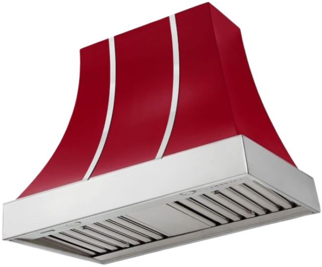 AGA Cascade 36" Piccadilly Red Wall Mounted Range Hood  with Polished Chrome Trim-0