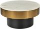 Moe's Home Collection Dado White Marble Top Coffee Table with Gold Metal Rim and Black Iron Base-1