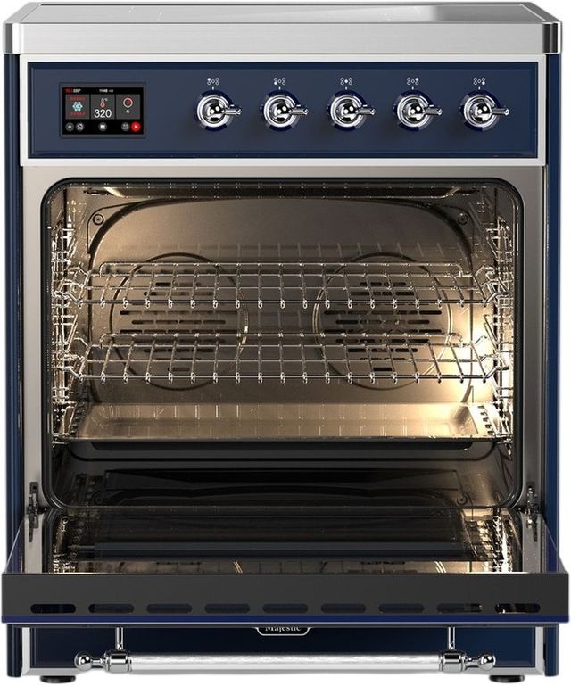 Ilve® Majestic III 30" Midnight Blue Pro Style Induction Range with Triple Glass Door and Chrome Trim-1