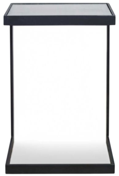 Uttermost® Windell Aged Black End Table with Mirrored Top-3
