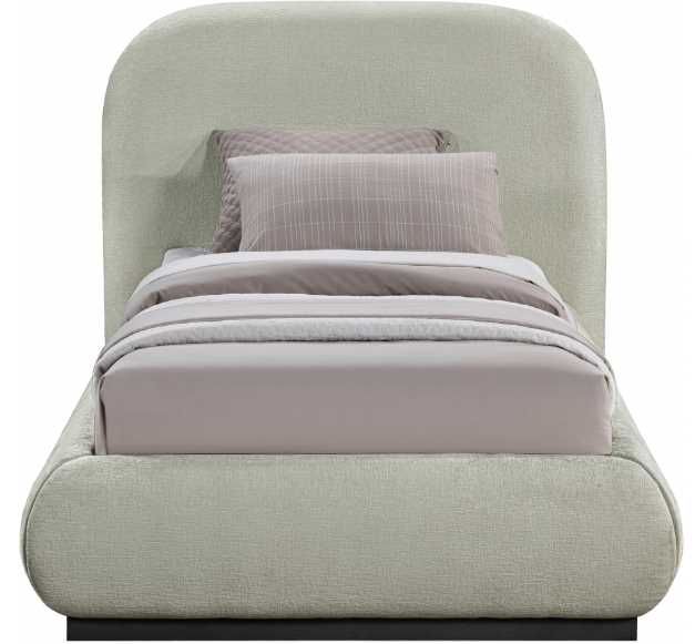 Meridian Furniture Vaughn Mint Twin Chenille Fabric Upholstered Panel Bed-1